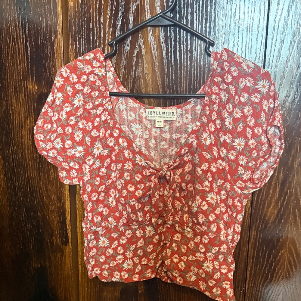 Idyllwind Red and White Floral Blouse